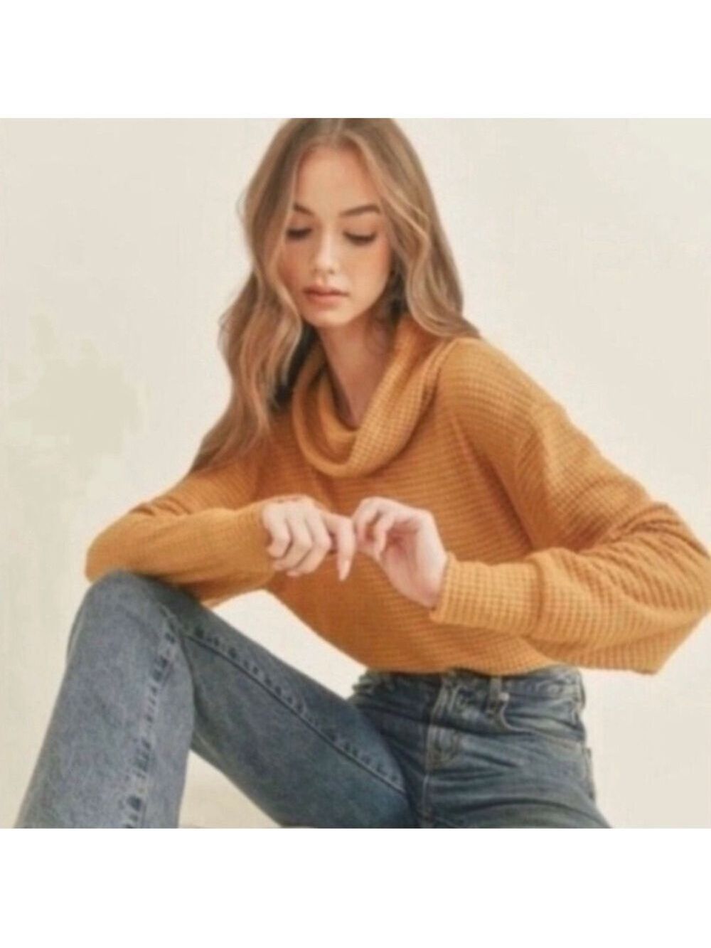 FREE PEOPLE JUICY LONG SLEEVE TOP Size-S & M. Waffle knit material - Picture 1 of 6